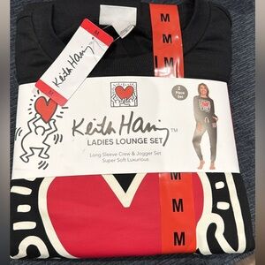 Keith Haring Ladies Lounge Set - Black and Red
